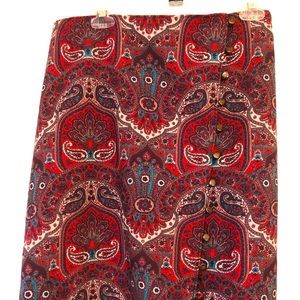 A-line skirt. Rich Paisley print. Talbots